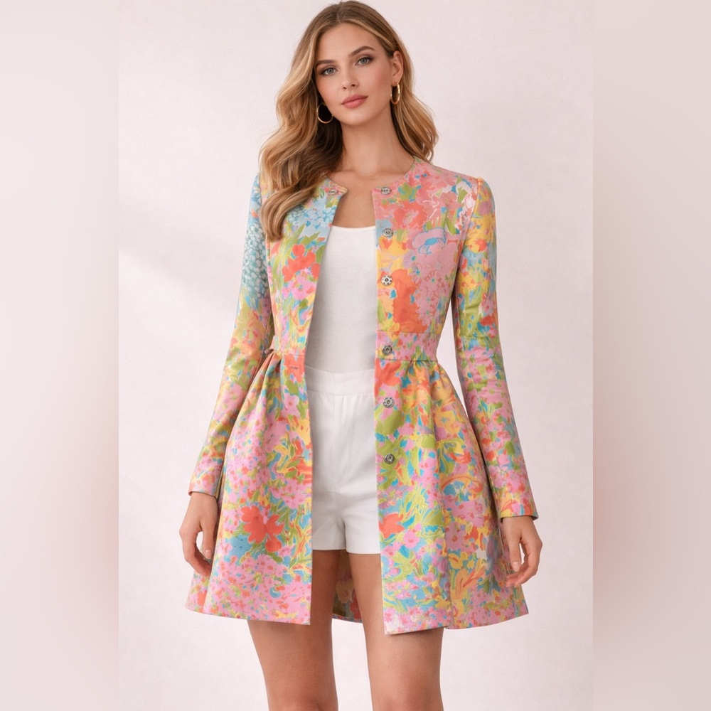 Boutique Moschino NWT Italian Floral Couture Dress Size 12 – Made in Italy - Picture 13 of 14
